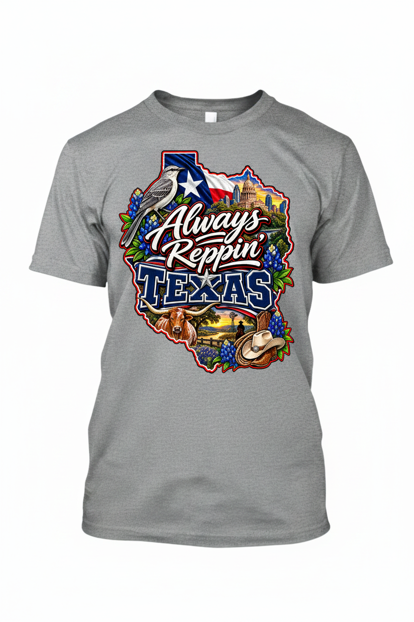 Always Reppin Texas T-Shirt - Grey