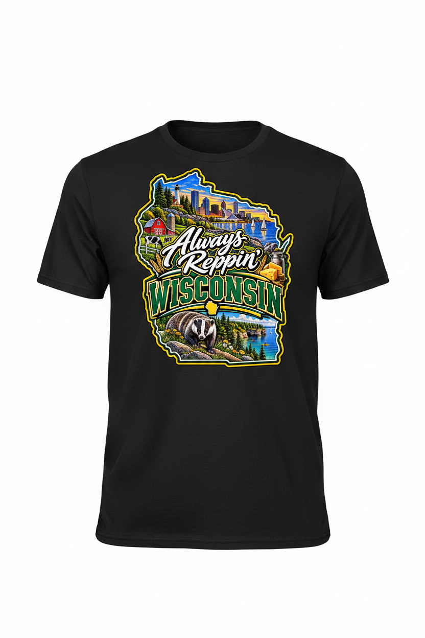 Always Reppin Wisconsin T-Shirt - Black