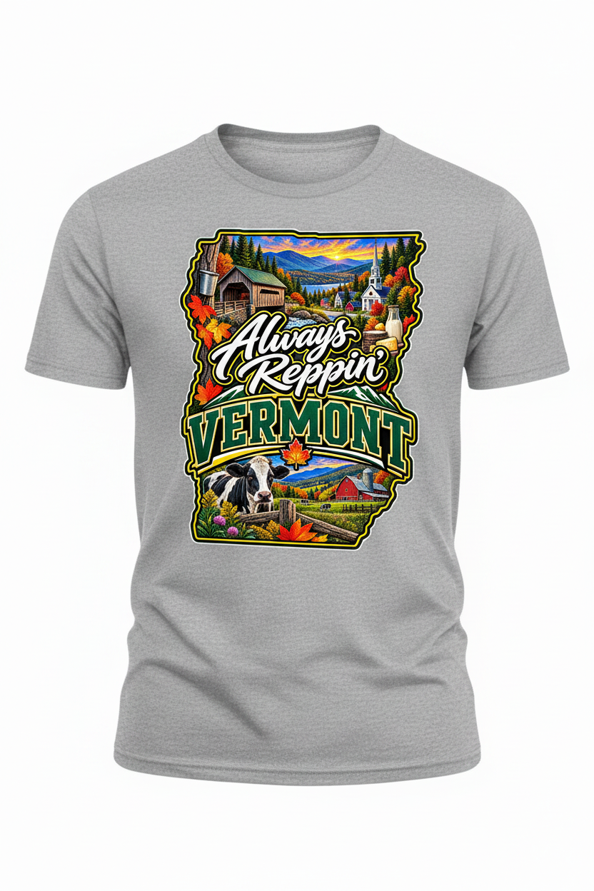 Always Reppin Vermont T-Shirt - Grey