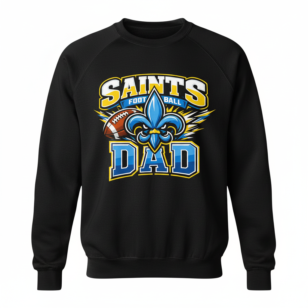 Saints Football Dad Crewneck - Black