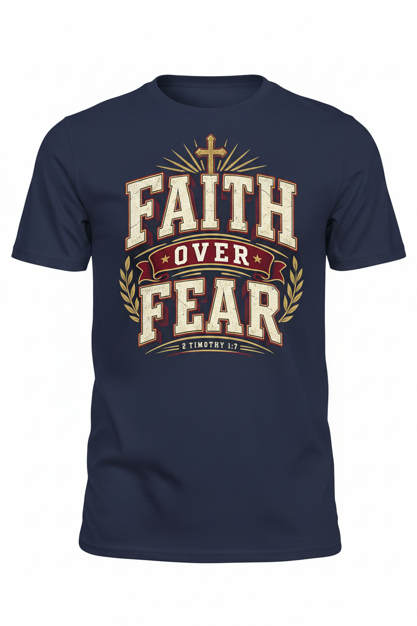 Faith Over Fear T-Shirt - Navy