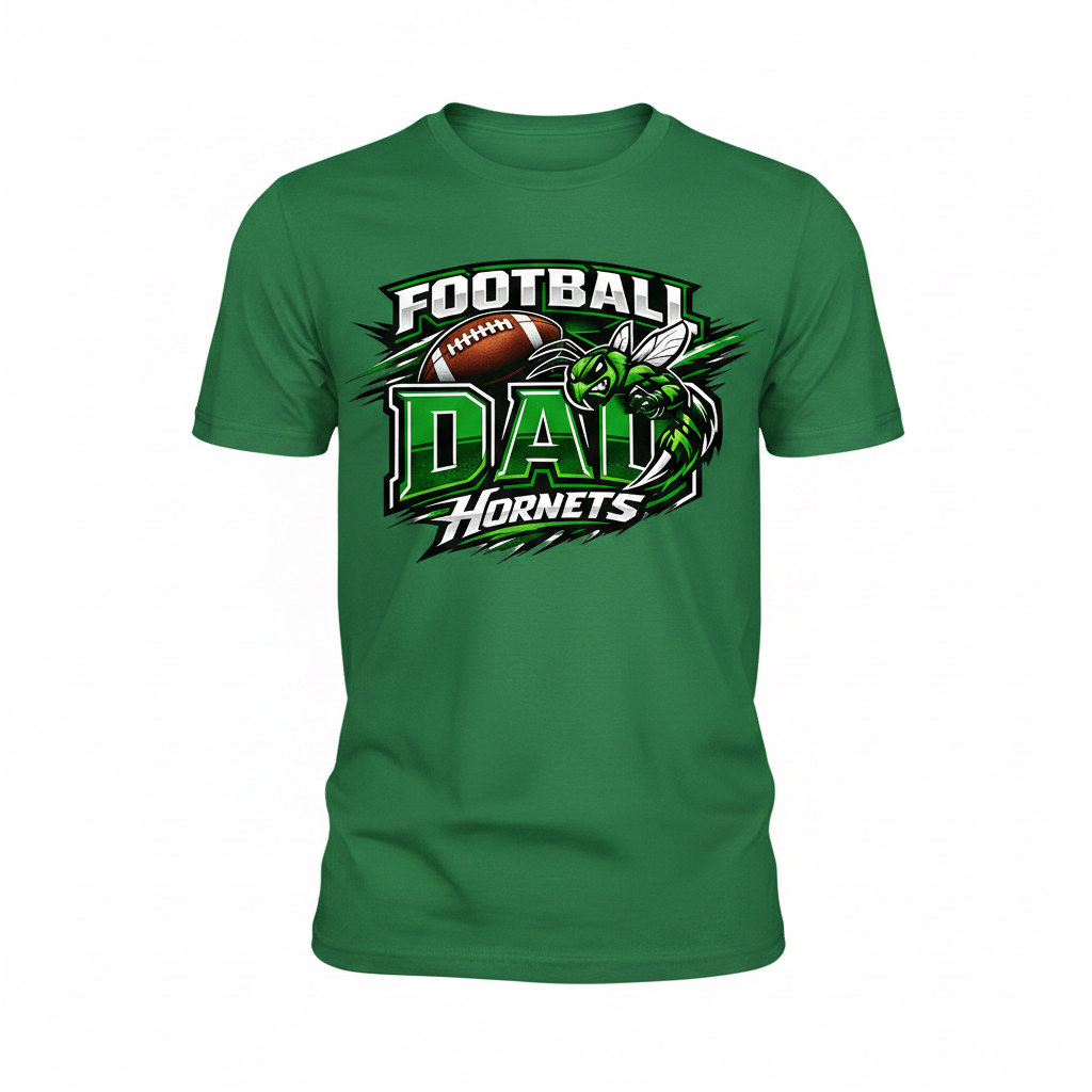 Hornets Football Dad T-Shirt - Green
