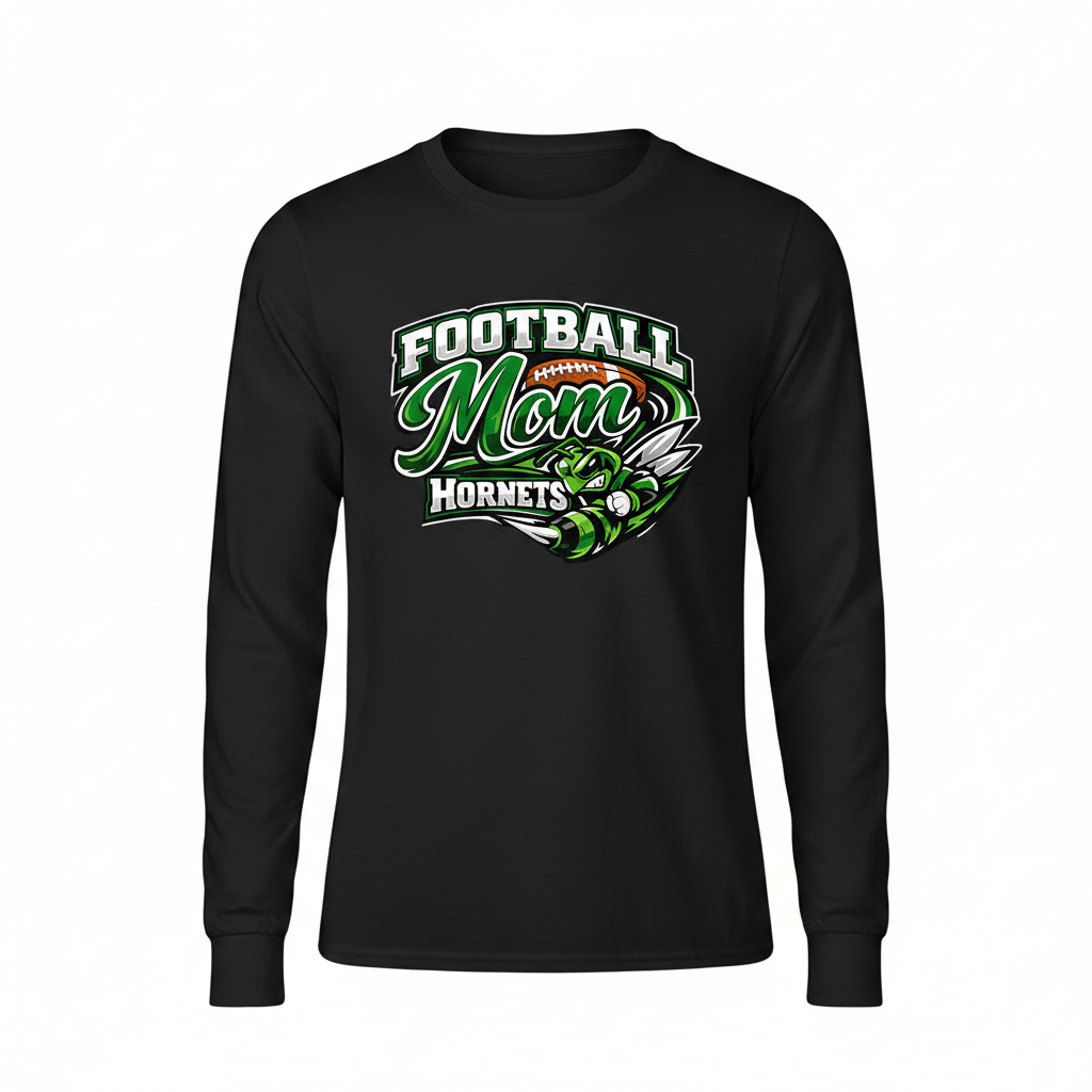 Hornets Football Mom Long Sleeve - Black