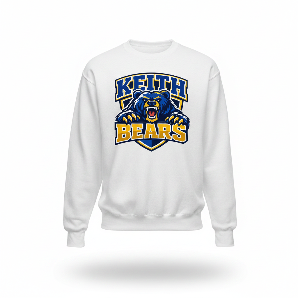 Keith Bears Custom Print Crewneck Sweatshirt - White