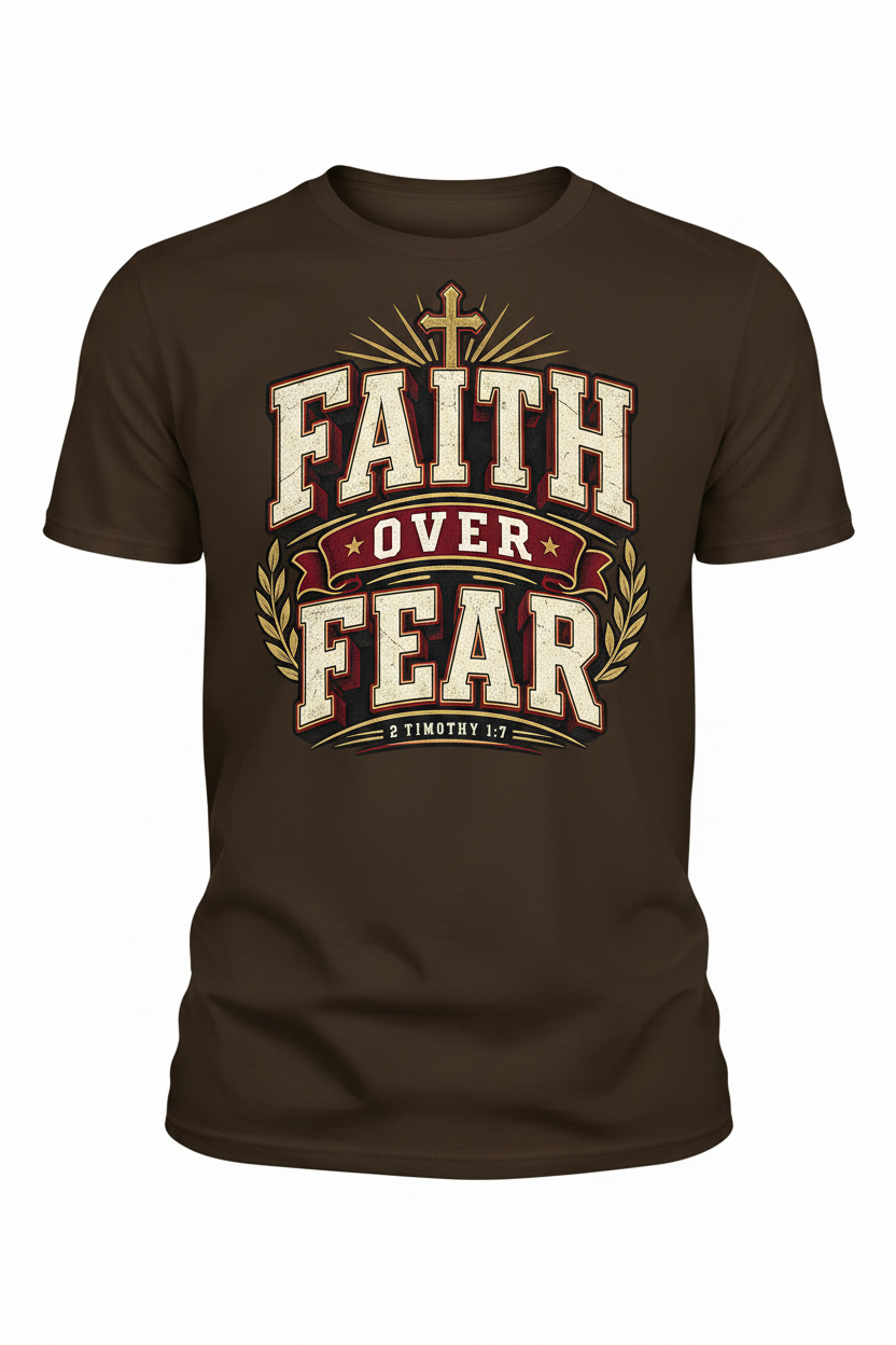 Faith Over Fear T-Shirt - Brown