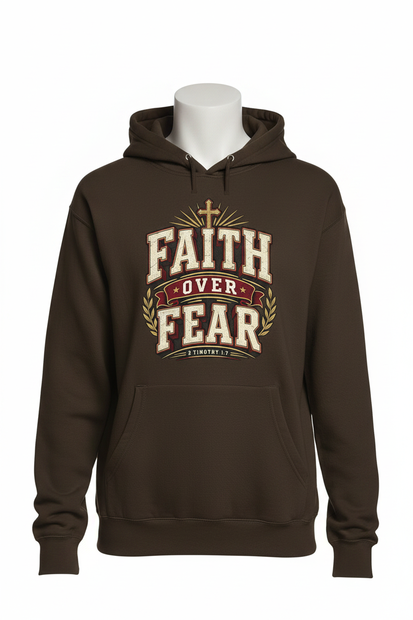 Faith Over Fear Hoodie - Brown