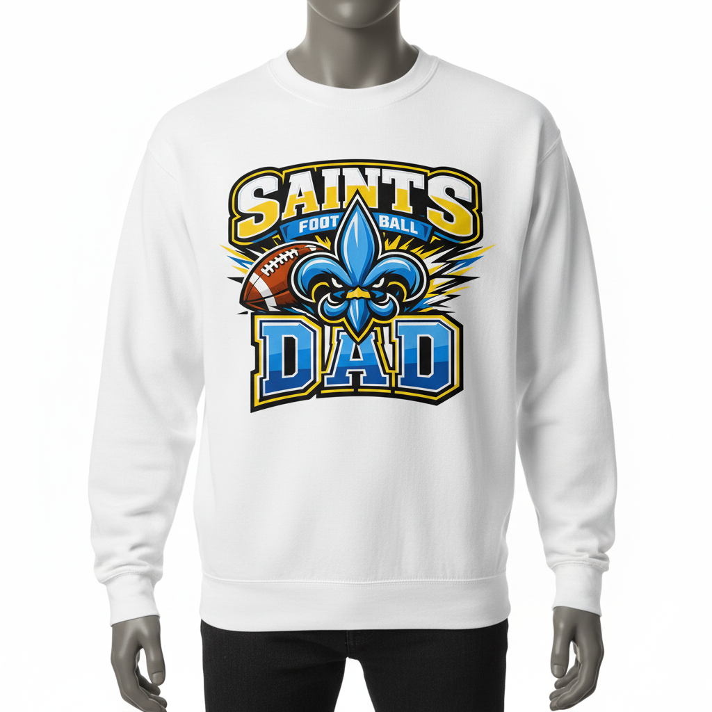 Saints Football Dad Crewneck - White