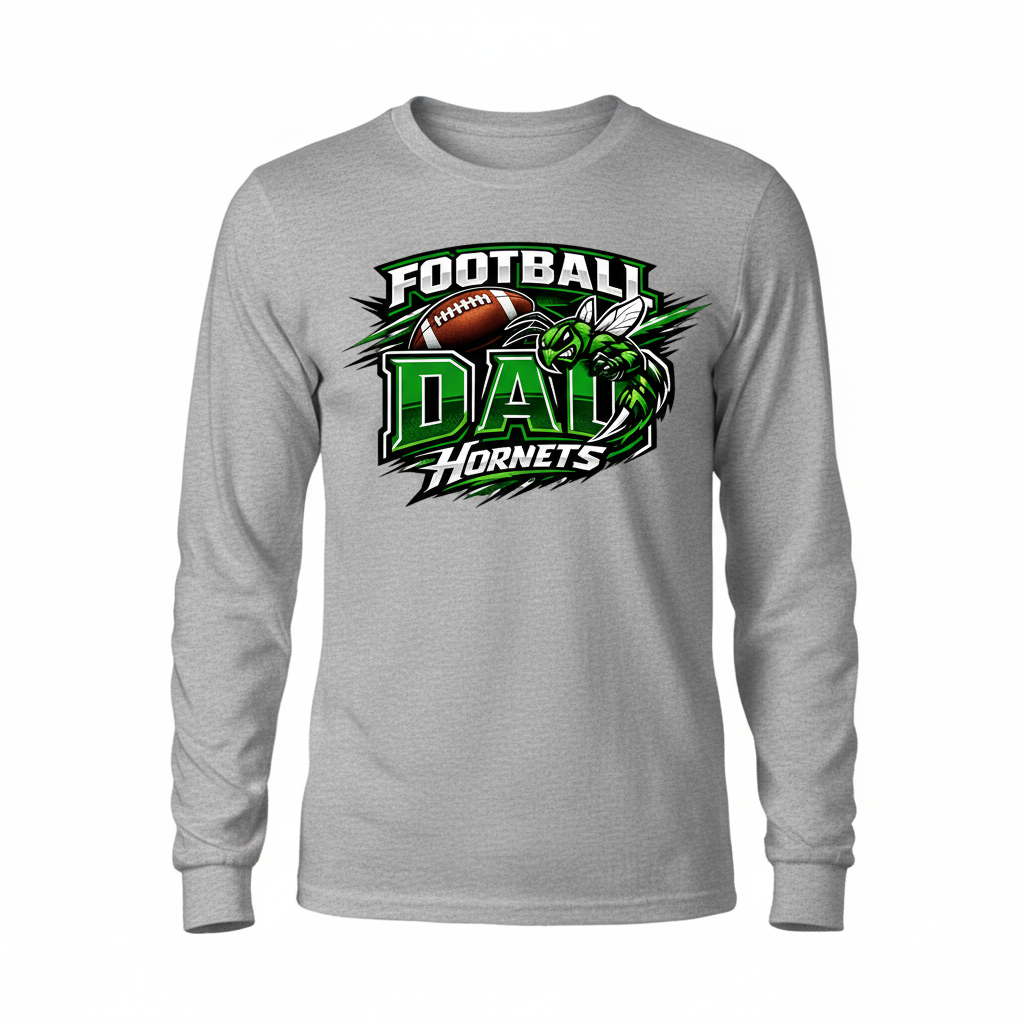 Hornets Football Dad Long Sleeve - Gray
