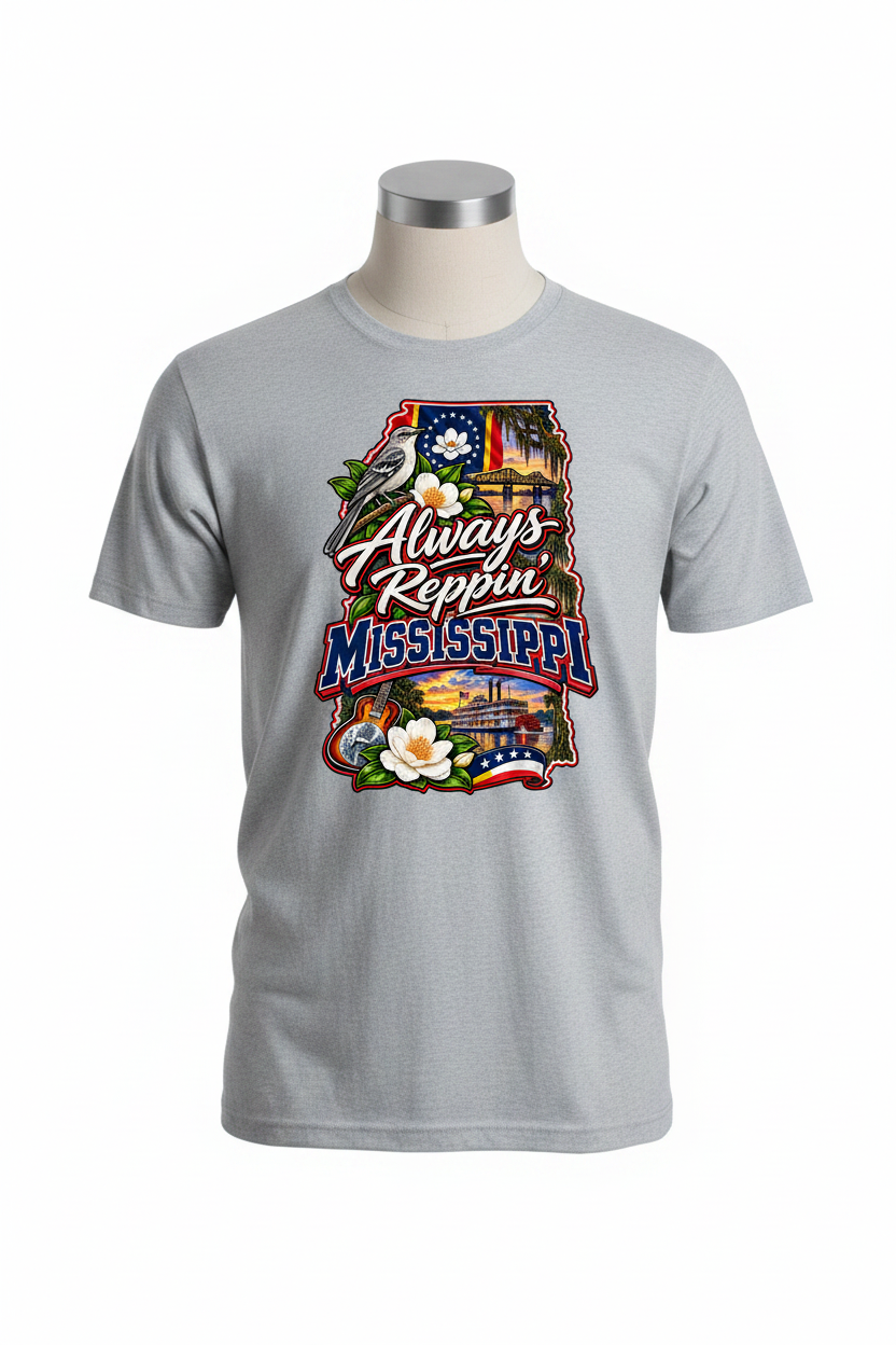 Always Reppin Mississippi T-Shirt - Grey