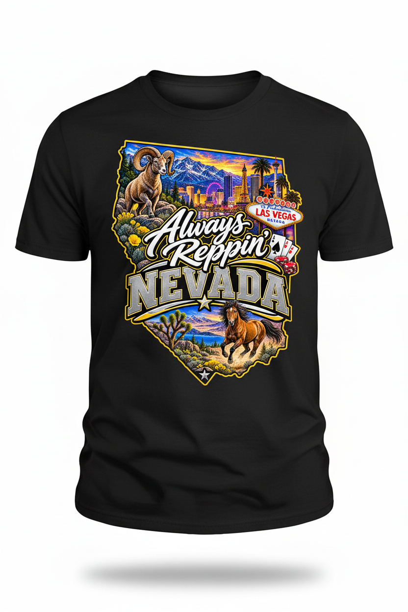 Always Reppin Nevada T-Shirt - Black