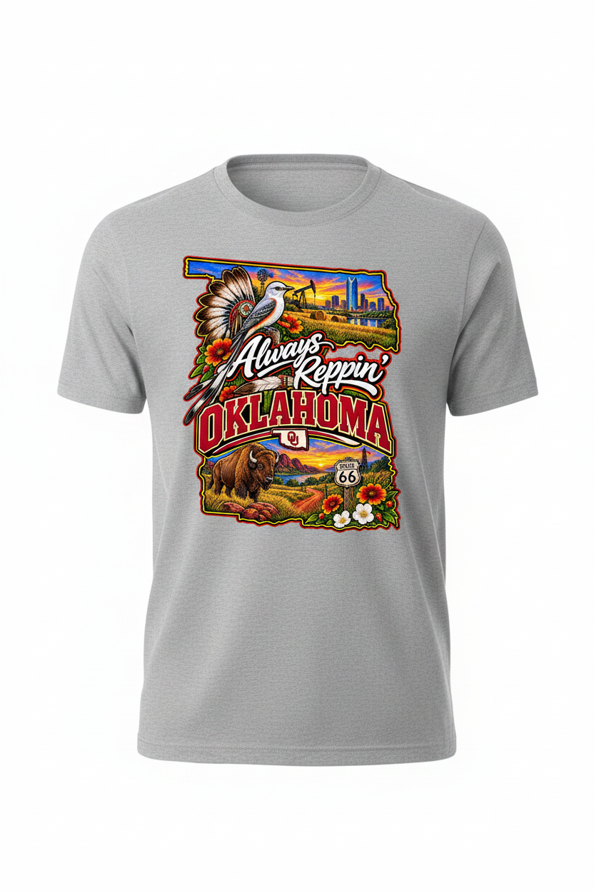 Always Reppin Oklahoma T-Shirt - Grey