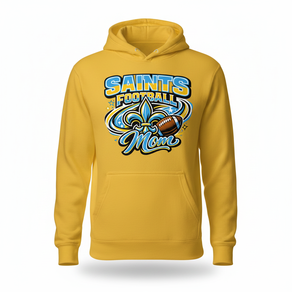 Saints Football Mom Hoodie - Yellow