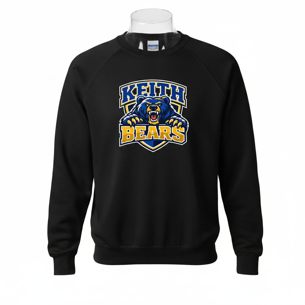 Keith Bears Custom Print Crewneck Sweatshirt - Black