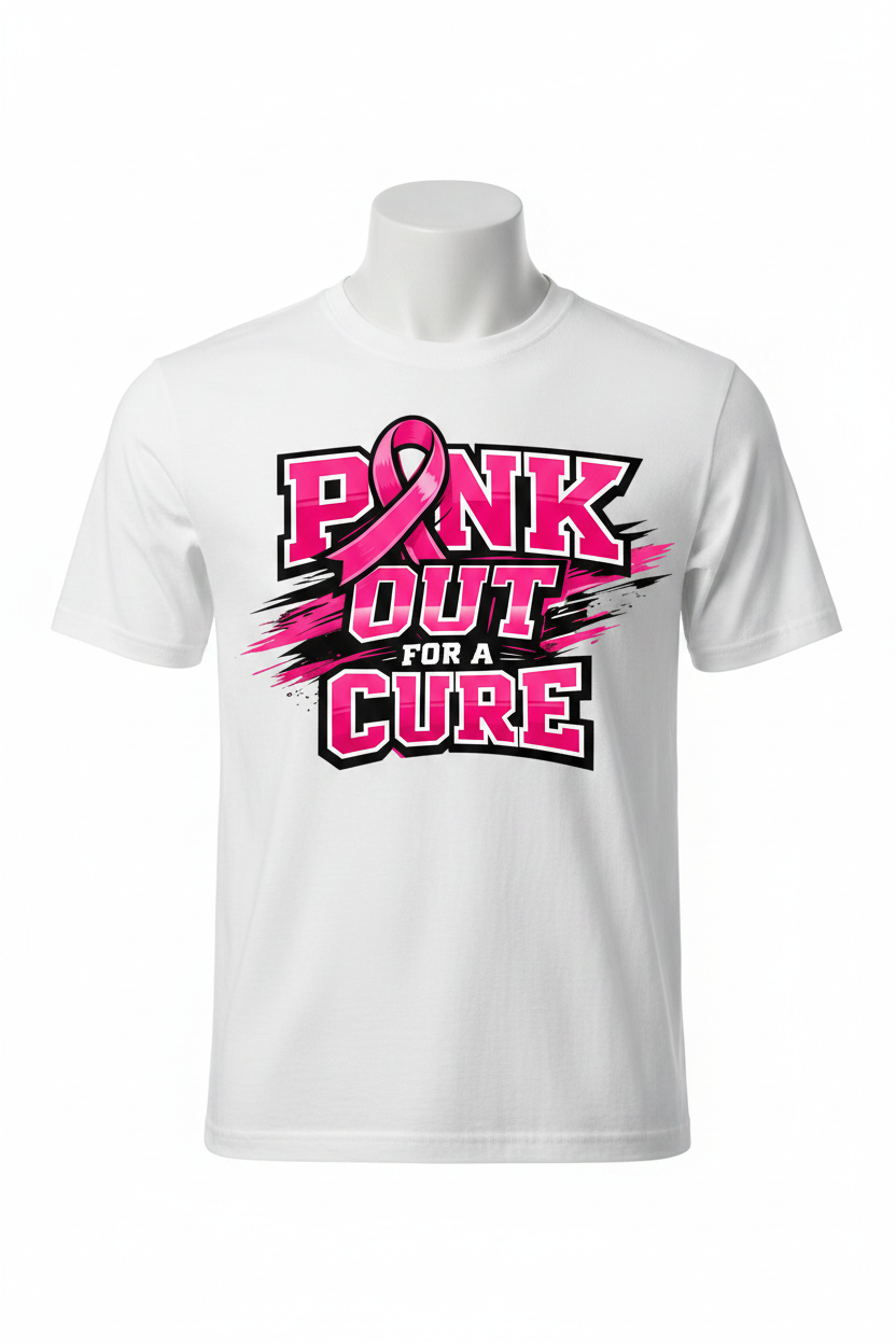 White - Pink Out For A Cure T-Shirt