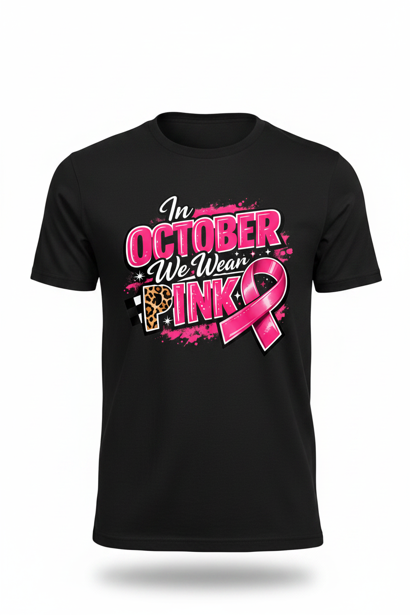 Black - In October We Wear Pink T-Shirt