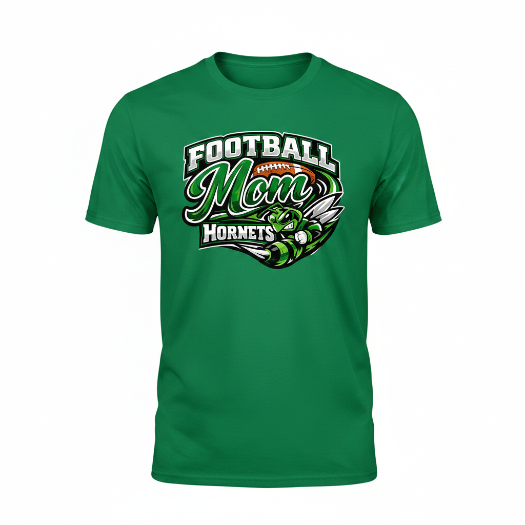 Hornets Football Mom T-Shirt - Green
