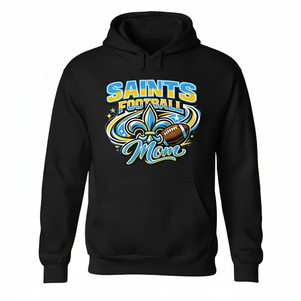 Saints Football Mom Hoodie - Black