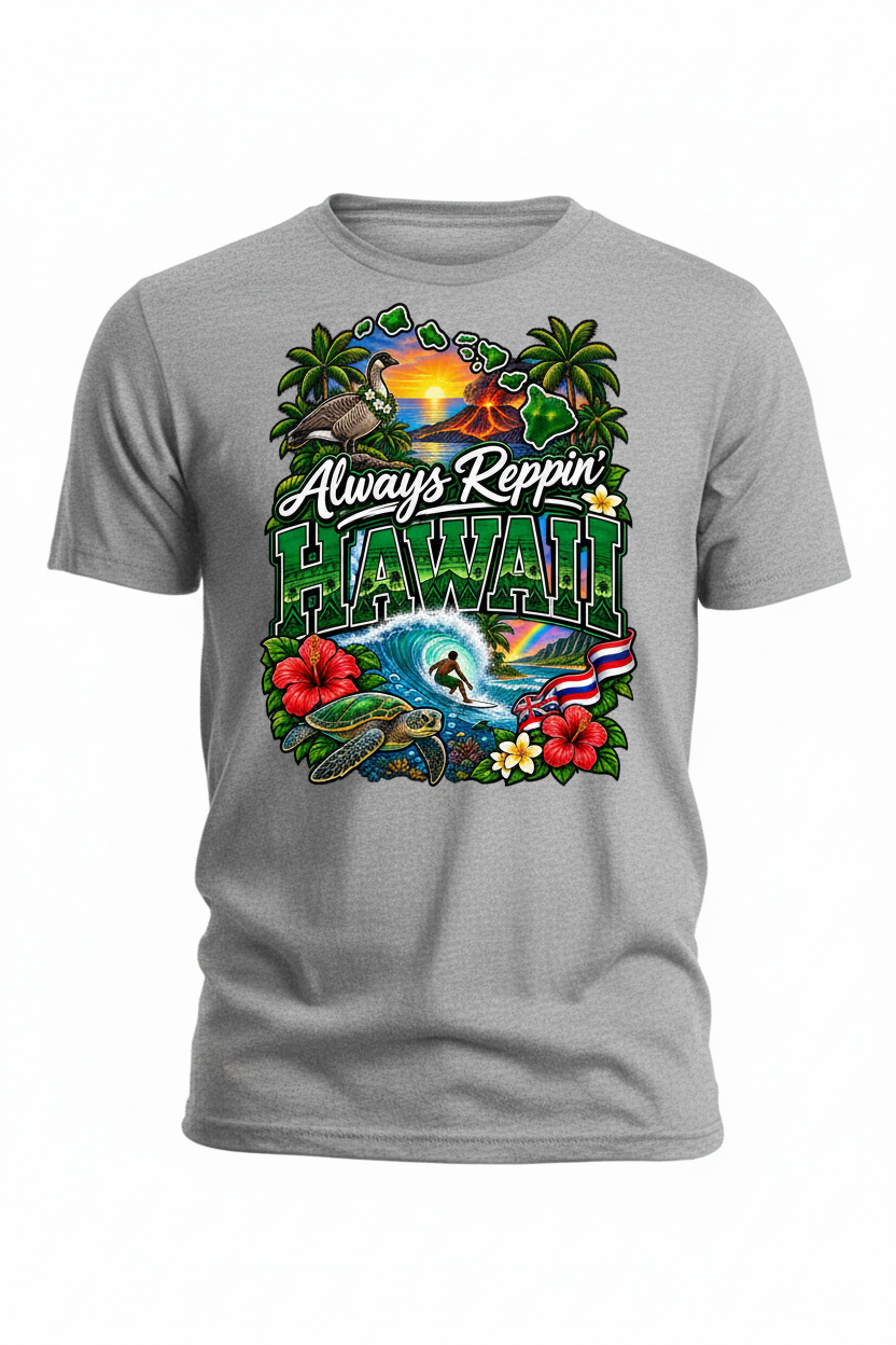 Always Reppin Hawaii T-Shirt - Grey