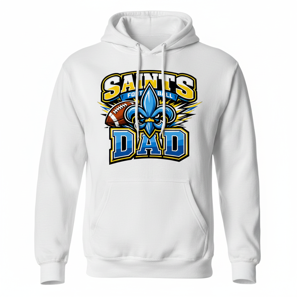 Saints Football Dad Hoodie - White