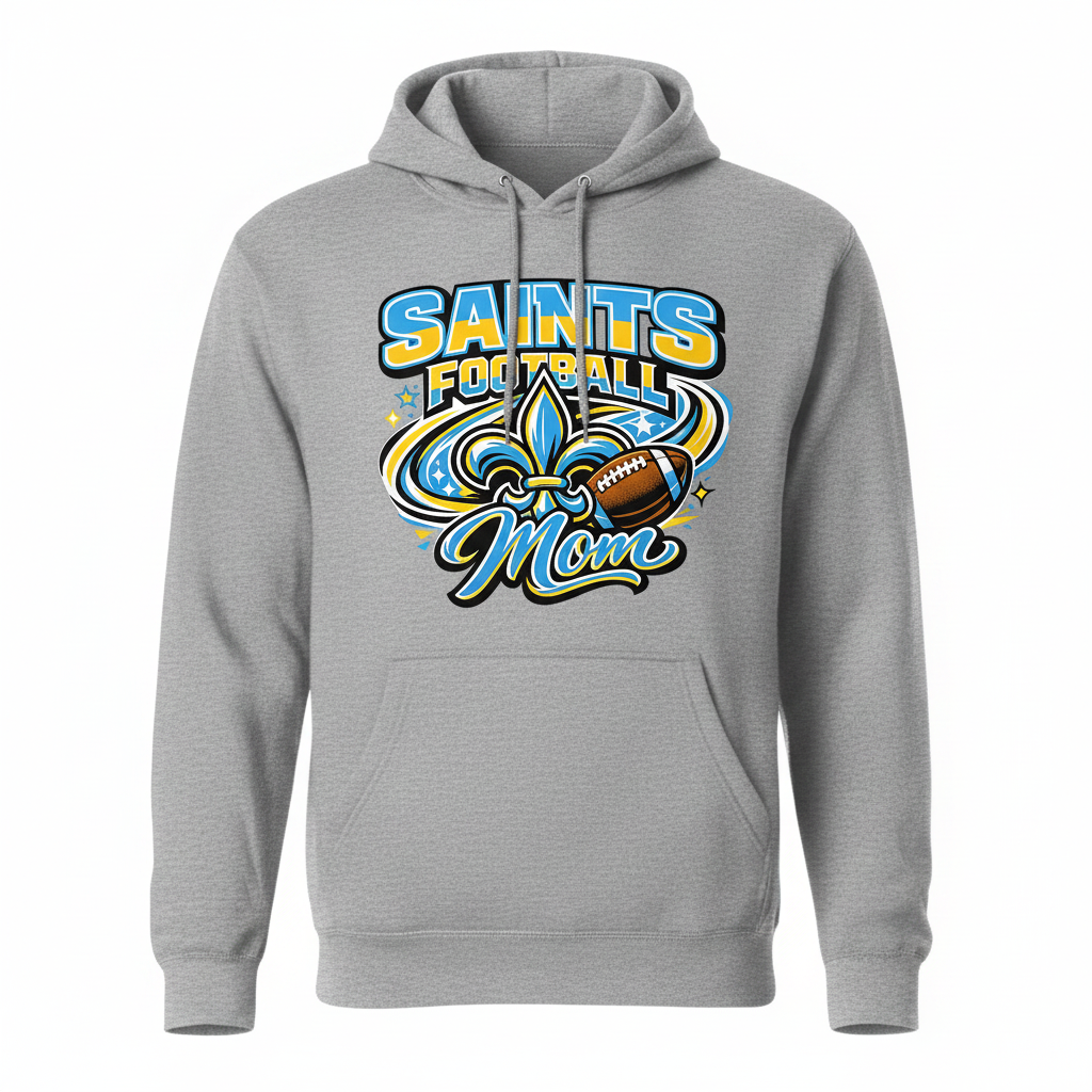 Saints Football Mom Hoodie - Gray