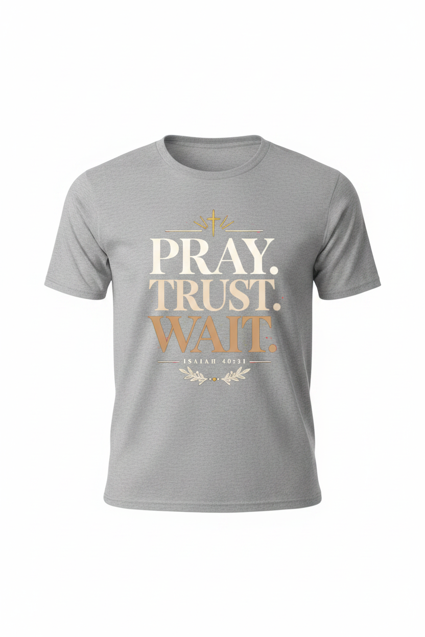 Pray. Trust. Wait. T-Shirt - Grey