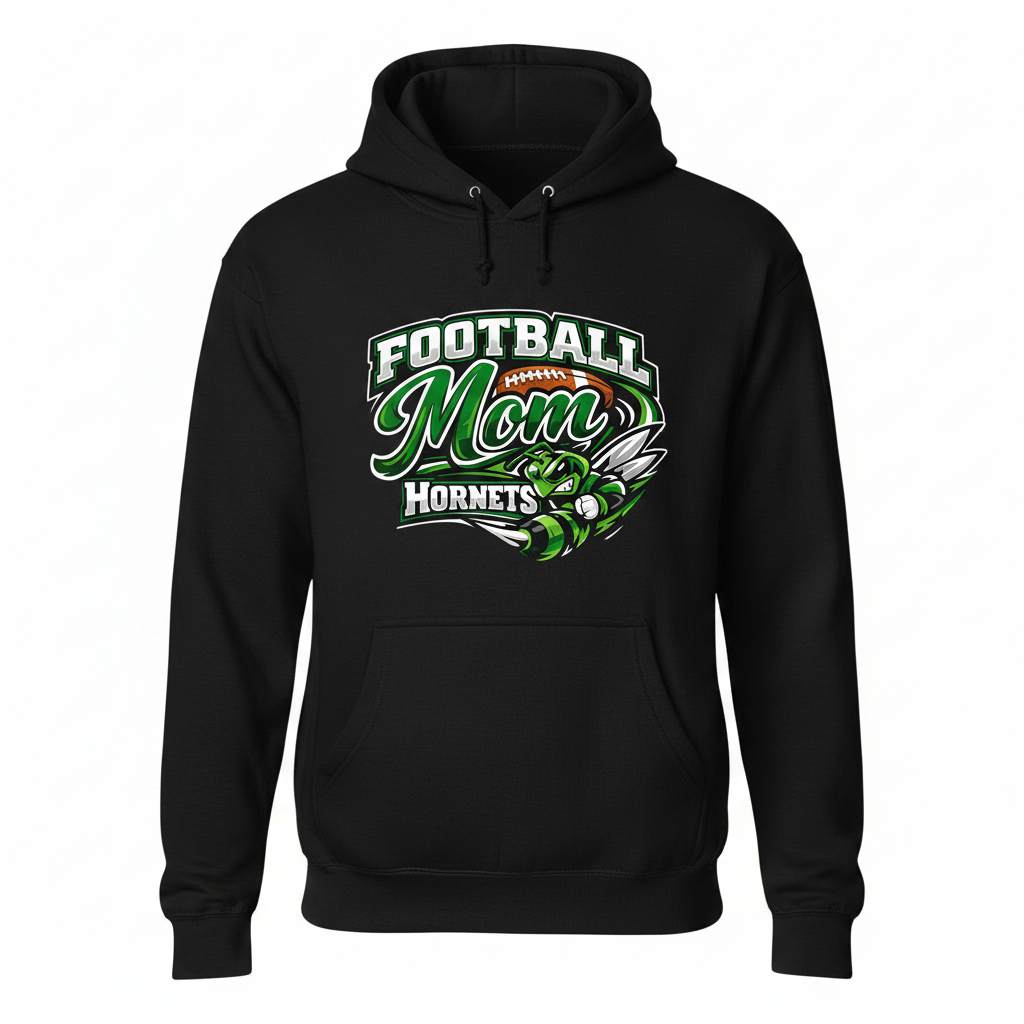 Hornets Football Mom Hoodie - Black