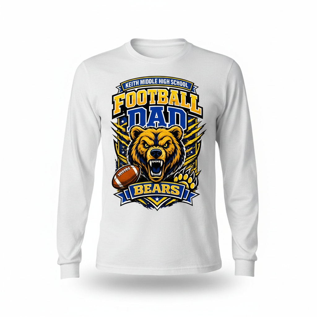 Football Dad Long Sleeve - White