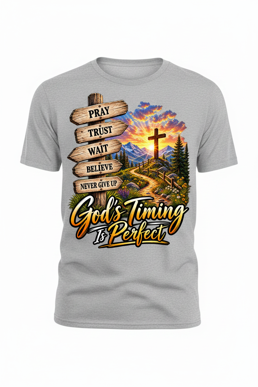 God's Timing Is Perfect T-Shirt - Grey