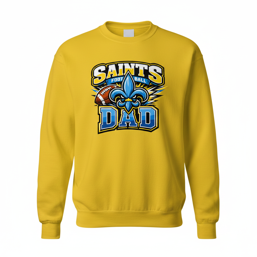 Saints Football Dad Crewneck - Yellow