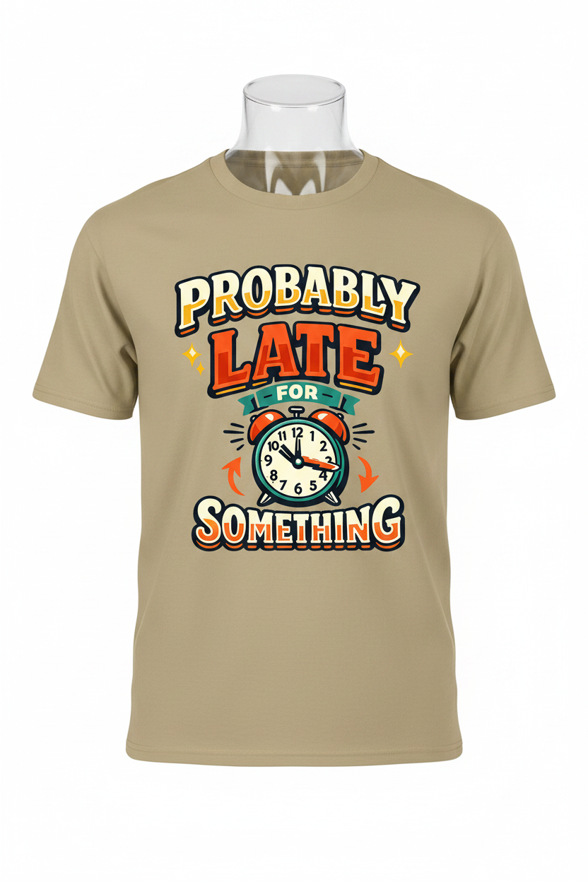 Tan - Probably Late For Something T-Shirt