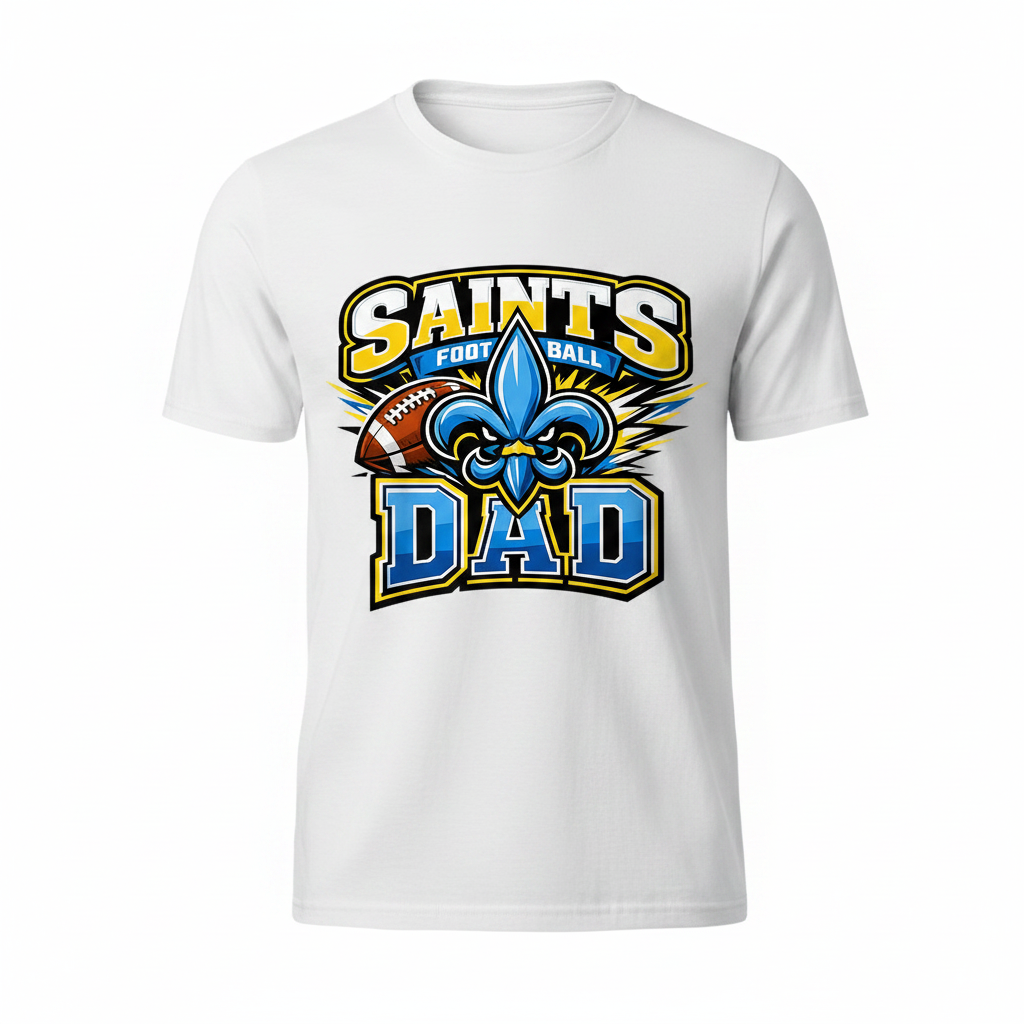 Saints Football Dad T-Shirt - White