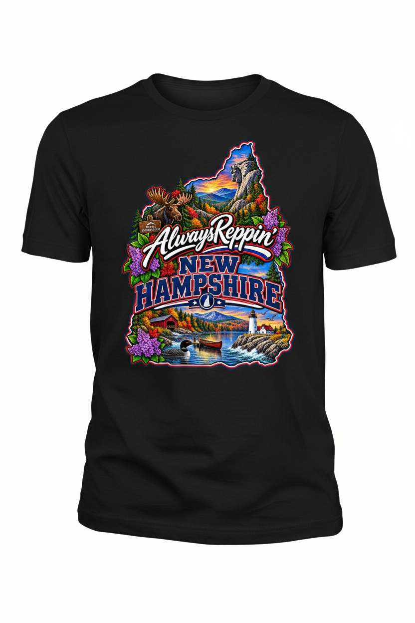 Always Reppin New Hampshire T-Shirt - Black