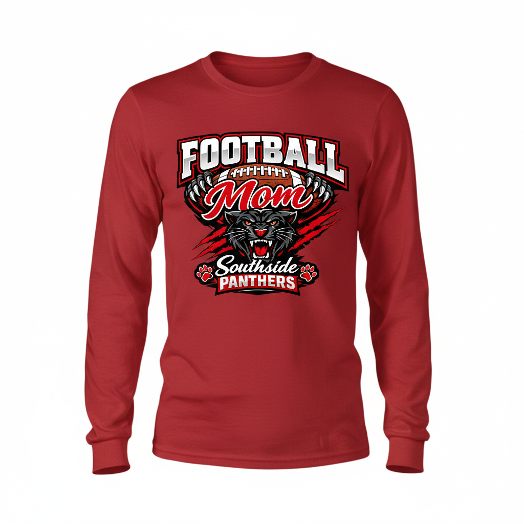 Football Mom Long Sleeve - Red