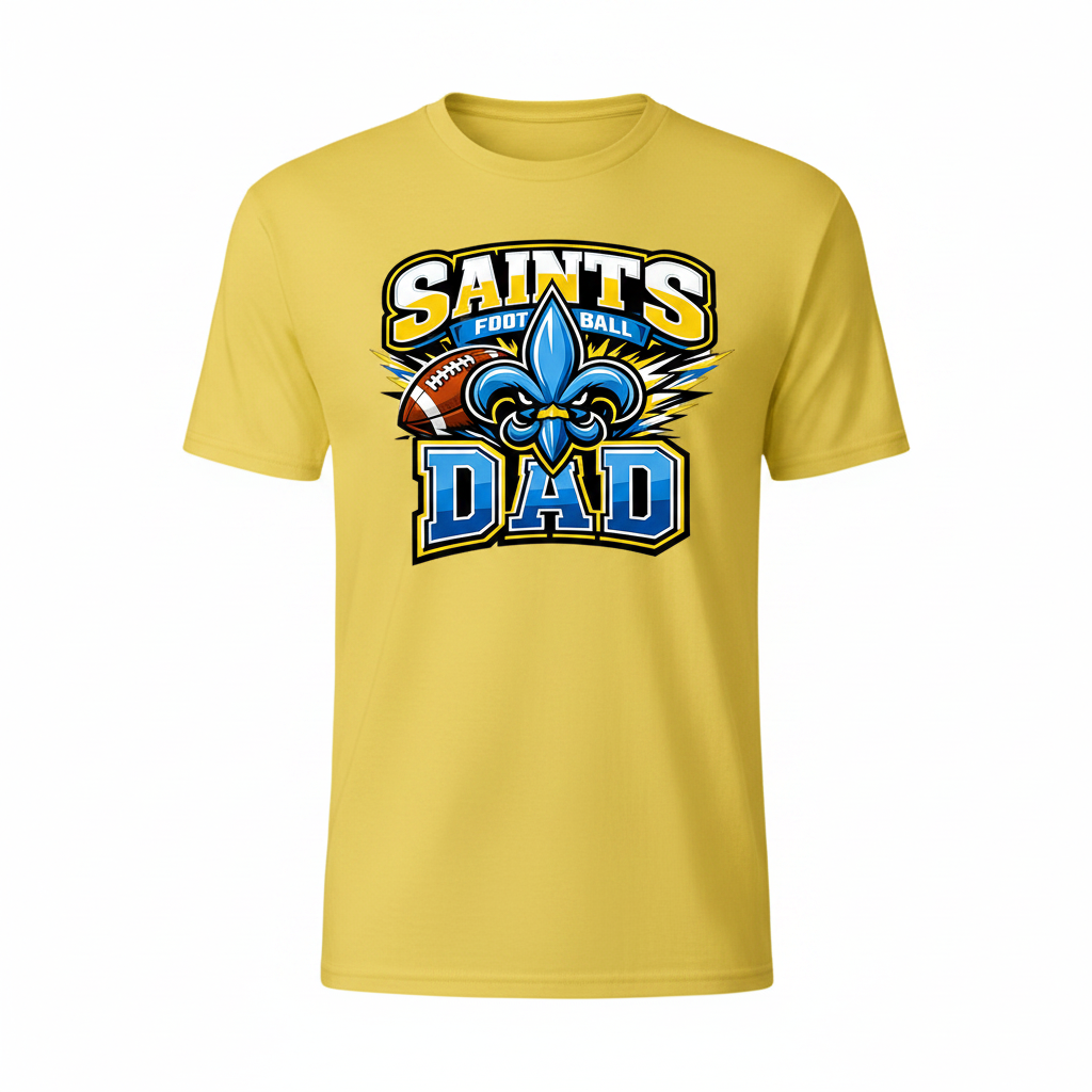 Saints Football Dad T-Shirt - Yellow