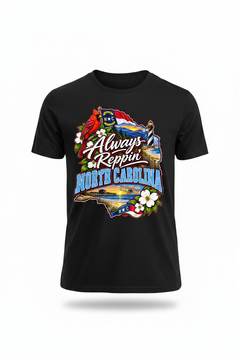 Always Reppin North Carolina T-Shirt - Black