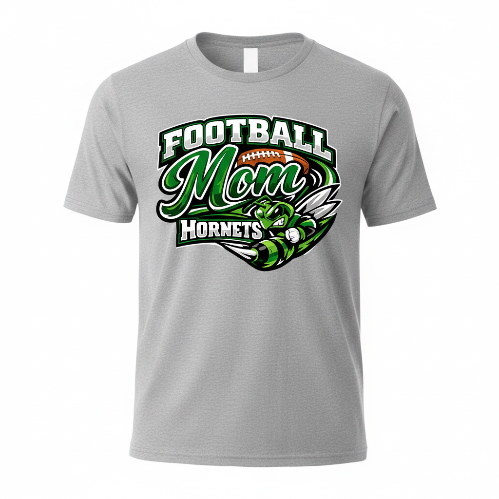 Hornets Football Mom T-Shirt - Gray