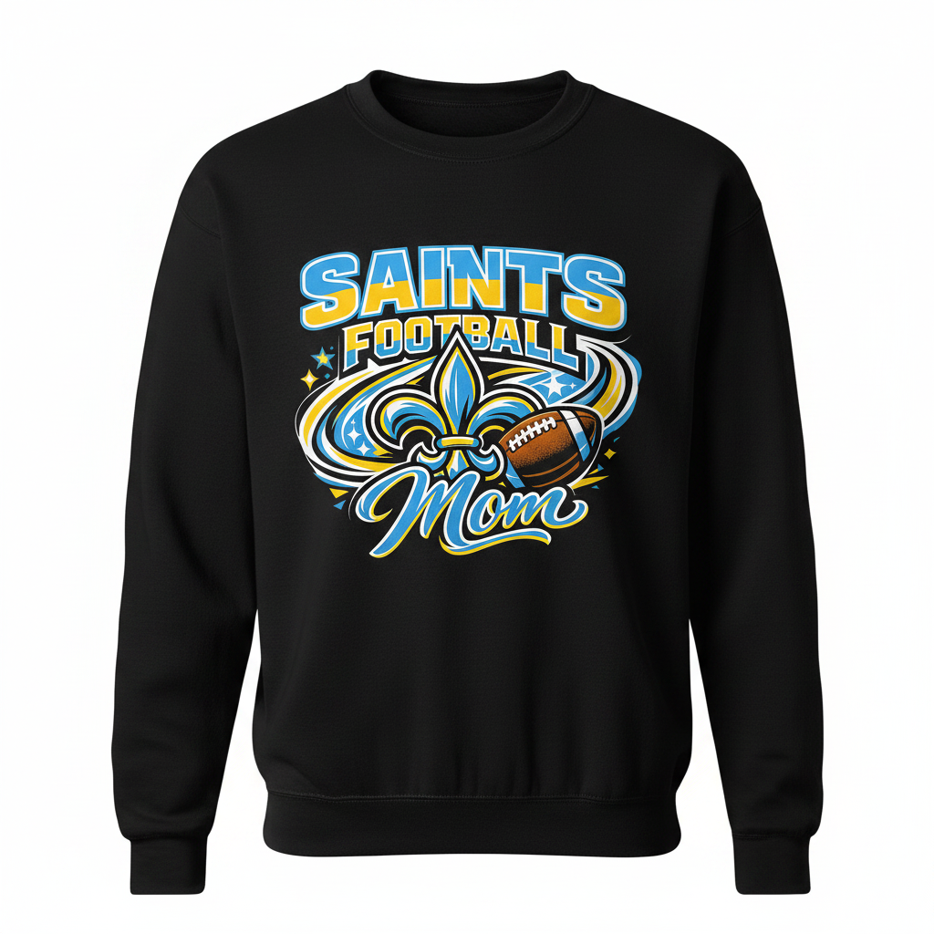 Saints Football Mom Crewneck - Black