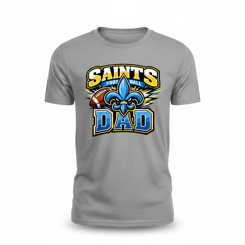 Saints Football Dad T-Shirt - Gray