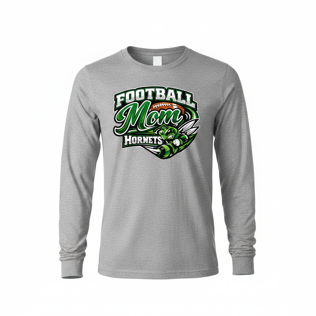Hornets Football Mom Long Sleeve - Gray