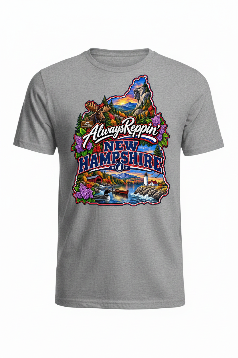 Always Reppin New Hampshire T-Shirt - Grey