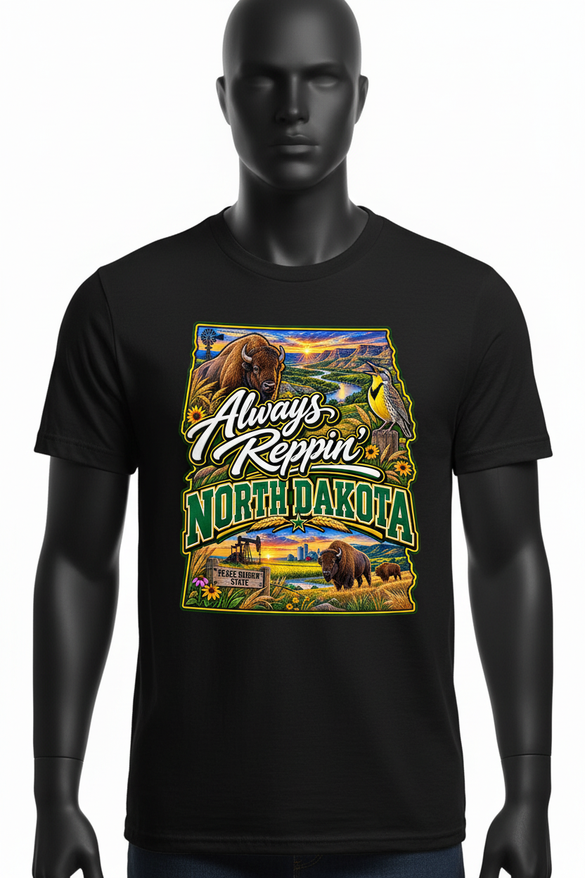 Always Reppin North Dakota T-Shirt - Black