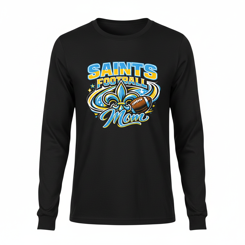 Saints Football Mom Long Sleeve - Black