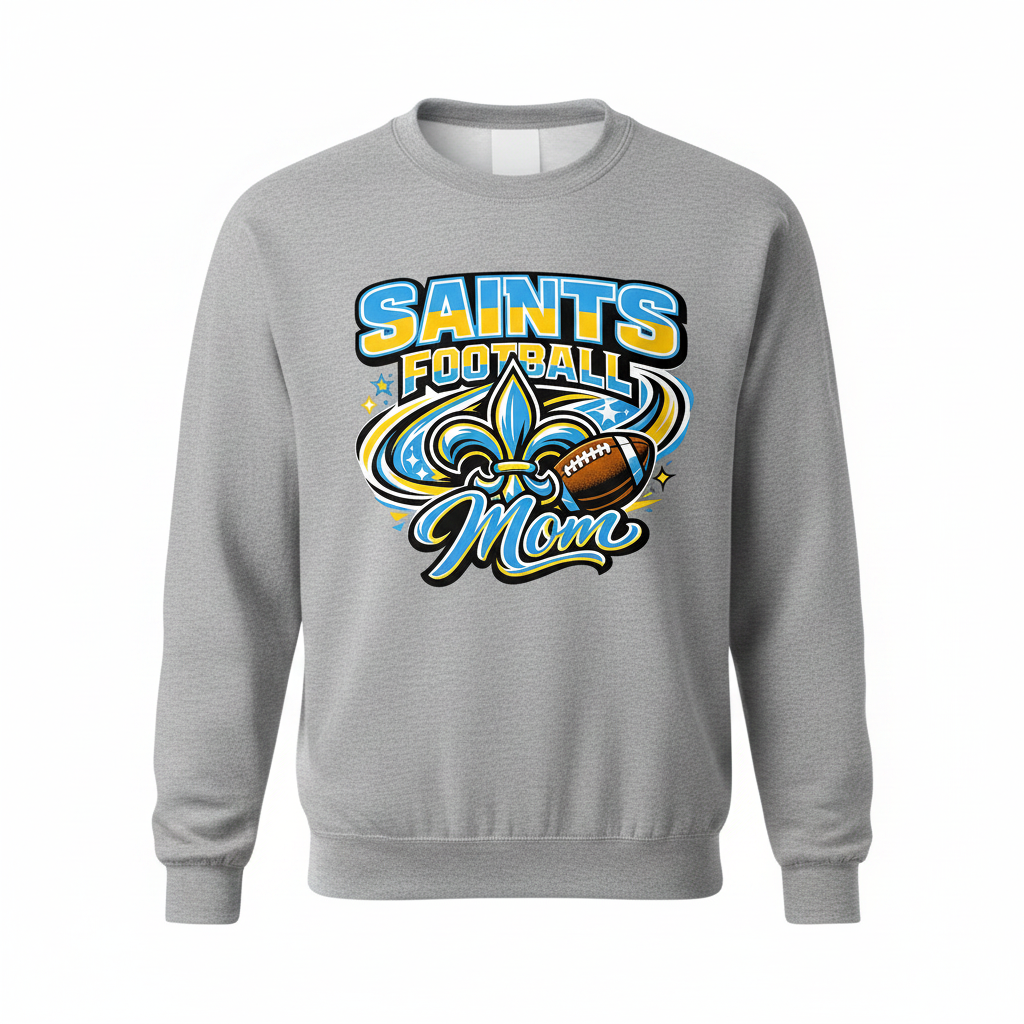 Saints Football Mom Crewneck - Gray