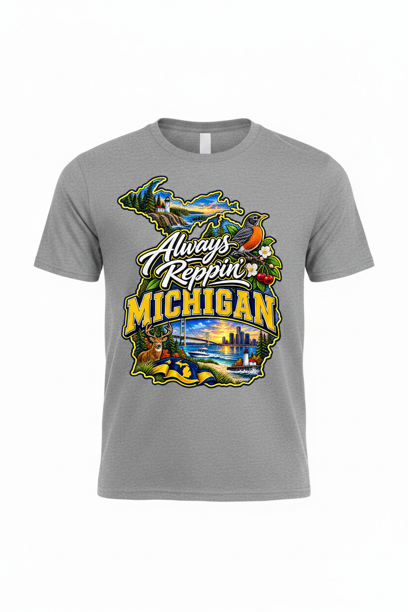Always Reppin Michigan T-Shirt - Grey