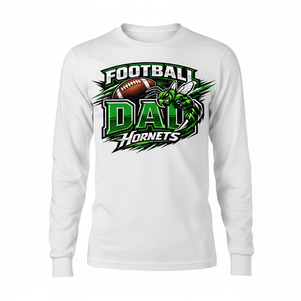 Hornets Football Dad Long Sleeve - White