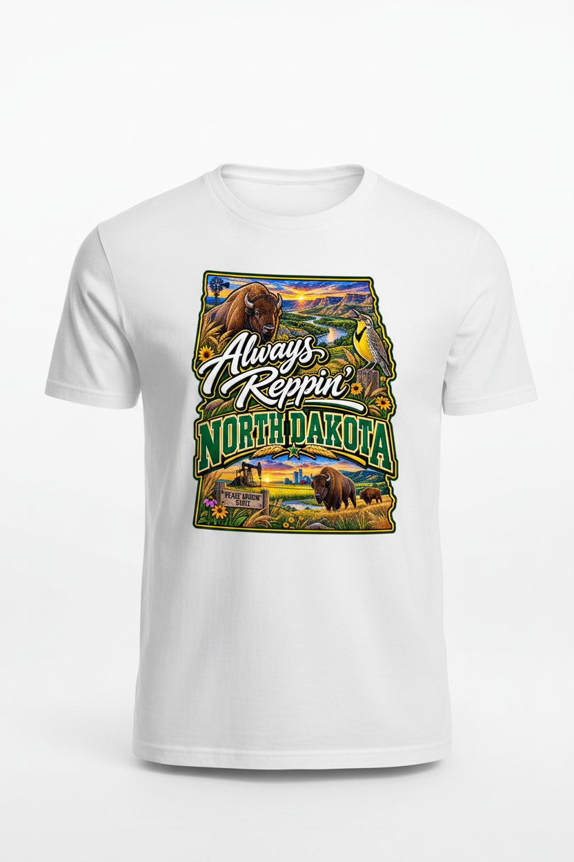 Always Reppin North Dakota T-Shirt - White