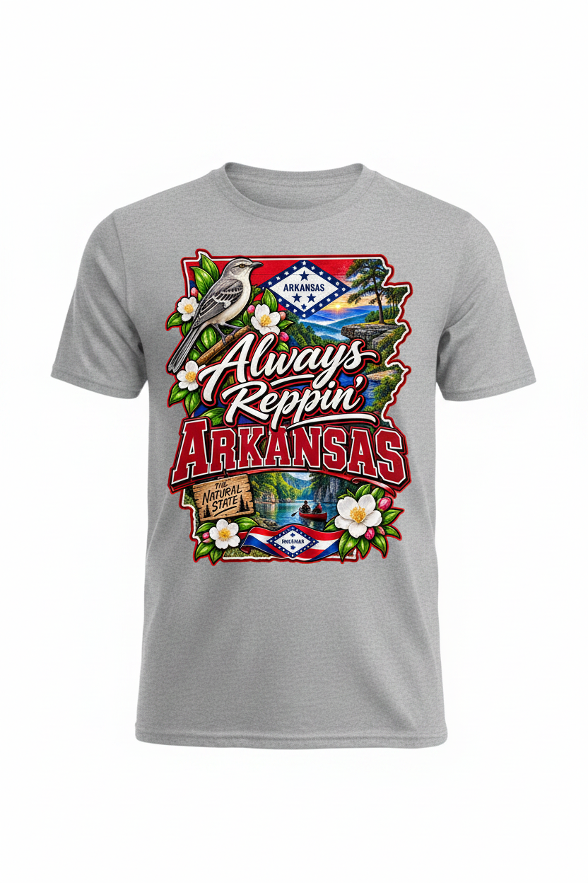 Always Reppin Arkansas T-Shirt - Grey