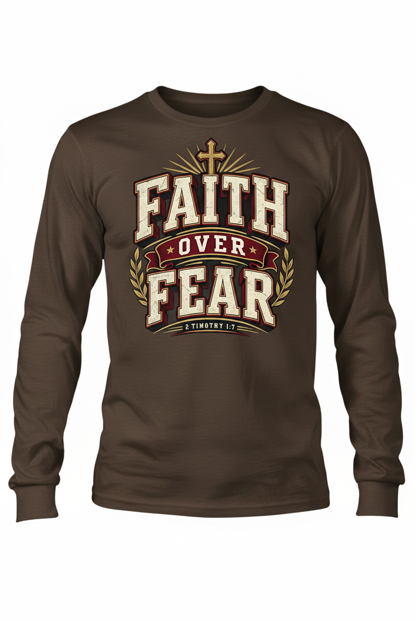 Faith Over Fear Long Sleeve - Brown