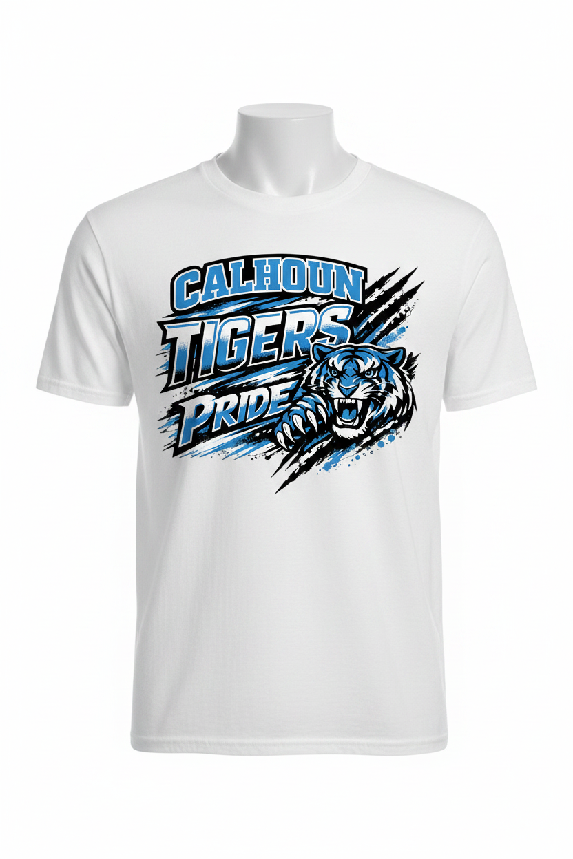 White - Calhoun Tigers Pride T-Shirt