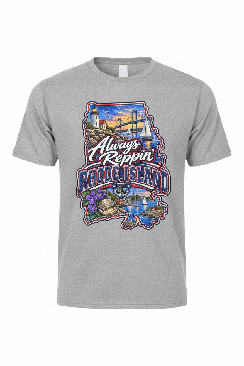 Always Reppin Rhode Island T-Shirt - Grey